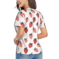 thumbnail image 4 of Zufioo Hand Drawn Strawberry Print Women's Classic V-neck T-shirt, V-neck Short-sleeved Tops Home Wear, Suitable for Daily Life, Work, Outdoors-XX-Large, 4 of 8