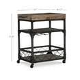 thumbnail image 4 of Powell Collin 3-Tier Rolling Bar Cart with Stemware Rack, Weathered Driftwood, 4 of 19
