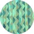thumbnail image 1 of Ahgly Company Indoor Round Southwestern Turquoise Blue Country Area Rugs, 6' Round, 1 of 4