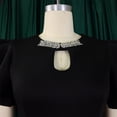 thumbnail image 5 of AURA Plus Size Midi Bodycon Dress Round Neck Ruffle Sleeve Rhinestone Hollow High Waist Elegant Party Dress, 5 of 8
