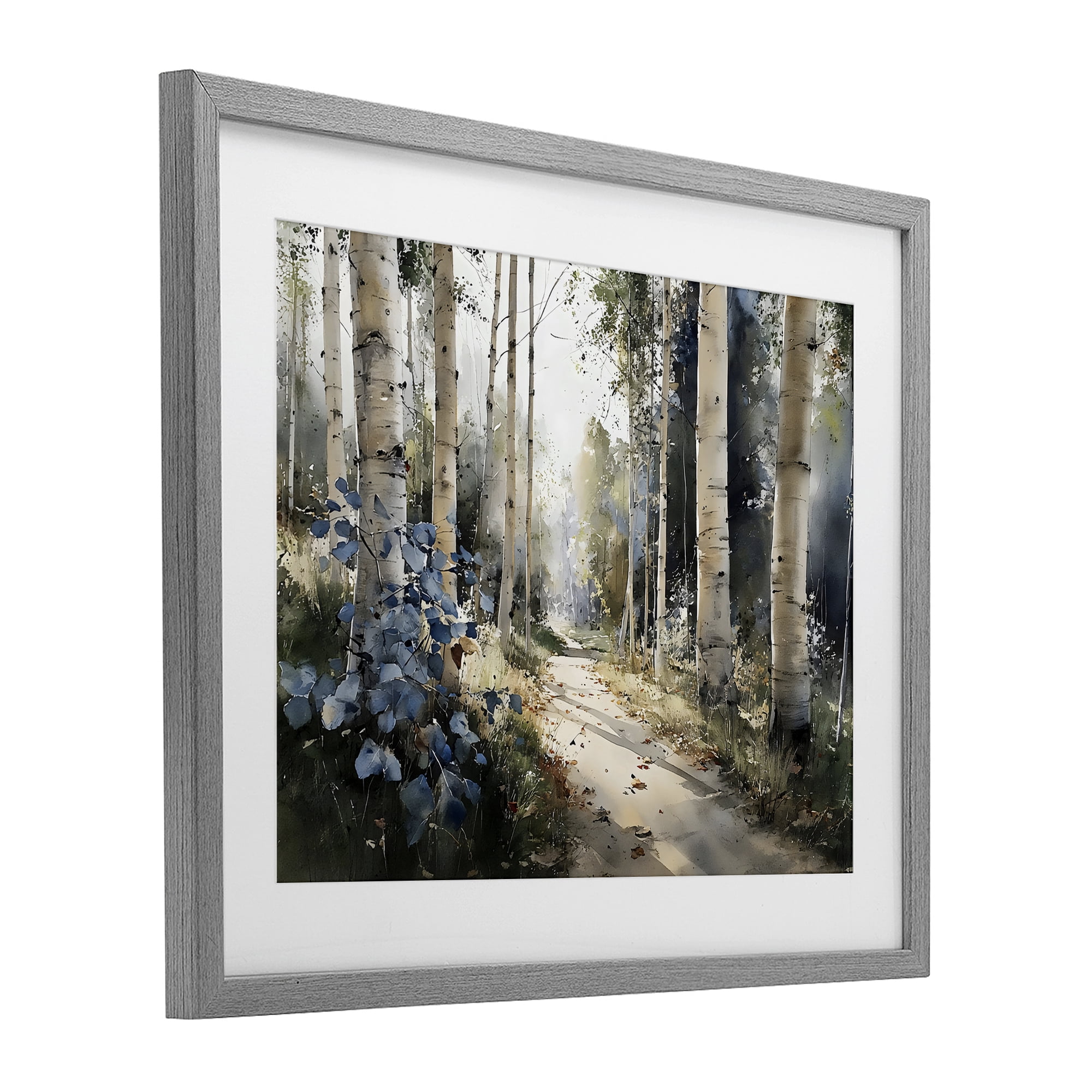 Stupell Industries Blue Birch Sunlit Forest Gray Framed Print Under Glass, design by Franklyn Gregory