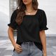 thumbnail image 3 of Camisetas De Mujer Camiseta de verano para mujer, camisetas casuales de cuello cuadrado de ajuste holgado para fiesta (negro S) Cgtredaw para Mujer Negro T S, 3 of 6