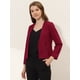 thumbnail image 4 of Abrigo corto Allegra K para mujer sin cuello con cremallera traje chaqueta Borgoña L, 4 of 4