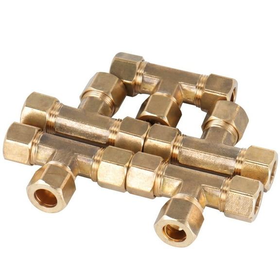 LTWFITTING 3/8" OD Compression Tee,Brass Compression Fitting(Pack of 5)