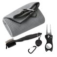 thumbnail image 2 of 3Pcs Golf Towel and Club Compact Size Cleaning Brush Kit Divot Repair Tool with Ball Marker Golfer Set Accessories Gray, 2 of 8