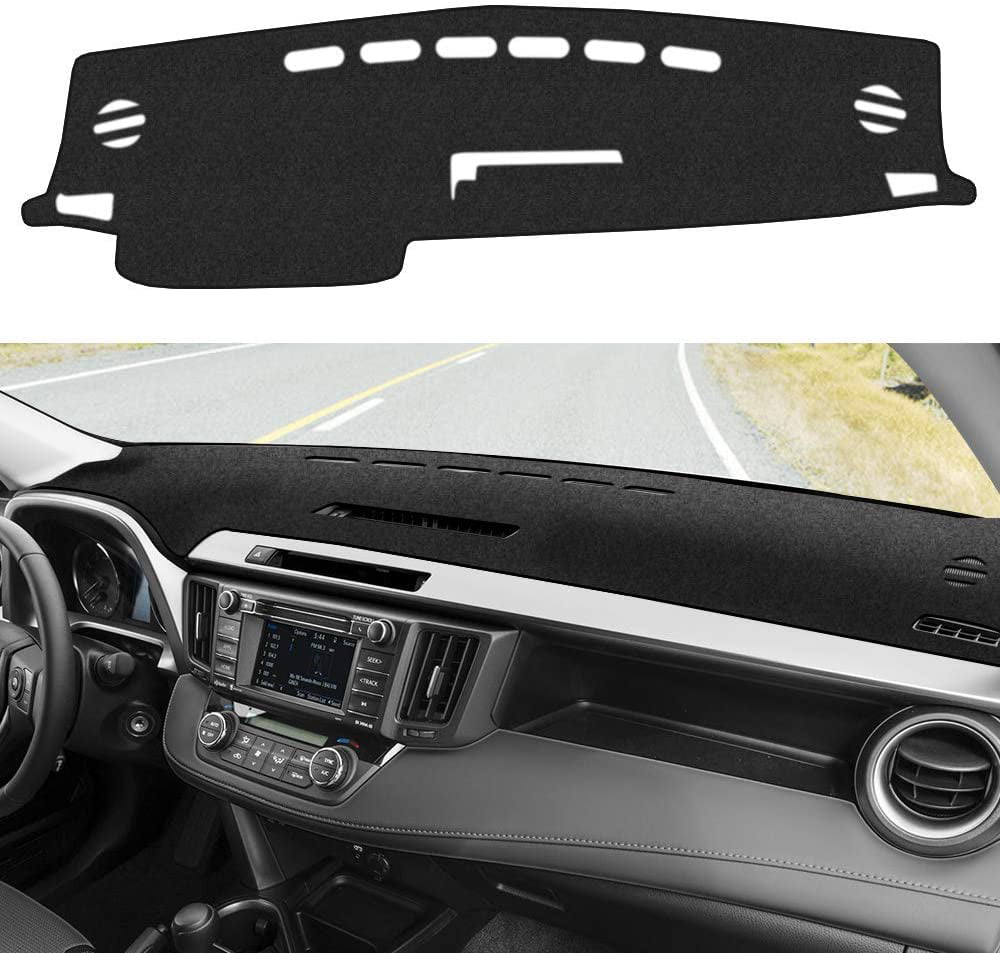 Kucalsfre Dashboard Cover Mat for Toyota RAV4 2013-2018 Upgraded Suede Dashboard Mat Carpet Smoothly Nonslip Protector Sunshield No Glare Dash Cover for Car Interior Black 