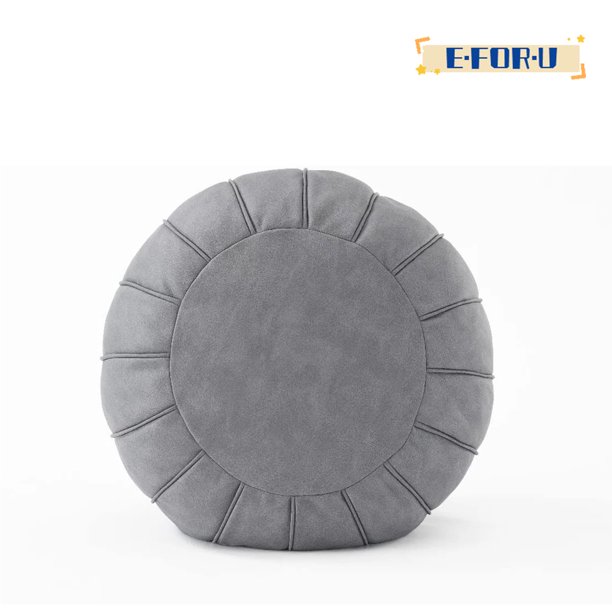 Unstuffed Faux Suede Ottoman Pouf, Round Foot Rest Poof Ottomans, Floor