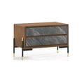 thumbnail image 2 of Mid Century Walnut and Gray Faux Marble Two Drawer Nightstand, 2 of 5