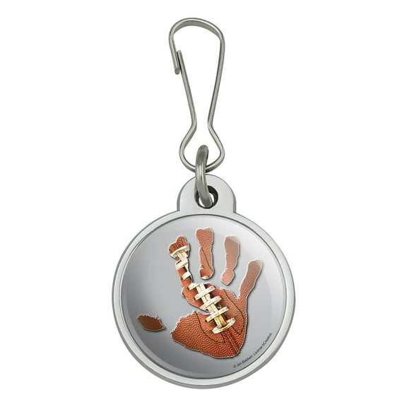 Hand Print Football Get a Grip Jacket Handbag Purse Luggage Backpack Zipper Pull Charm