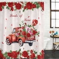 thumbnail image 2 of Roses Valentine's Day Bathroom Shower Curtains with 12 Hooks Polyester Waterproof Shower Curtain for Stalls and Bathtubs Romantic Floral Truck Romantic Decorative Bathroom Curtain 72x72 Inches, 2 of 9
