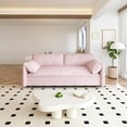 thumbnail image 5 of 63.8" Queen Pull Out Sofa Bed, 3-in-1 Convertible Sleeper Sofa with Side Storage, Multi-Functional Velvet Loveseat Bed for Living Room, Bedroom, Apartment, Office, Pink, 5 of 9