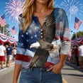 thumbnail image 2 of GEWSEY 4Th of July Shirts Women 3/4 Sleeve Crewneck Cute Shirts Casual Print T Shirt (Dark Blue, M), 2 of 8