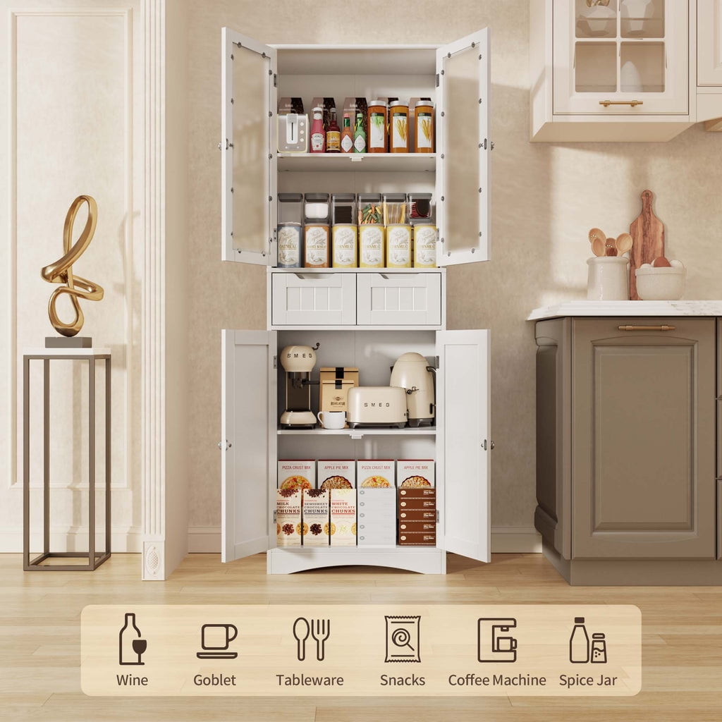 Aiho 47 Kitchen Pantry Storage Cabinet for Kitchen Dining Room - Whit