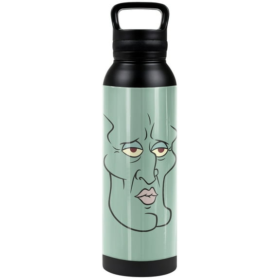 Spongebob Official Squidward Handsome Face 24 oz Insulated Canteen Water Bottle, Leak Resistant, Vacuum Insulated Stainless Steel with Loop Cap
