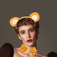 thumbnail image 4 of 1 juego de diadema con orejas de oso y lazos para la cola, diadema de peluche para cosplay, accesorio para maquillaje, lavado de cara, para adultos y niños pequeños, 4 of 7