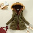 thumbnail image 3 of Chaqueta de algodón con capucha para mujer, Parkas cálidas y ajustadas con forro polar, abrigos medios informales, prendas de vestir gruesas, Otoño e Invierno, 3 of 5