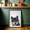 thumbnail image 6 of baby wolf - Photography Animal Wildlife Black and White Dog Portrait Nature Minimalist Black Framed Wall Art Print 24 x 36 inches, 6 of 8