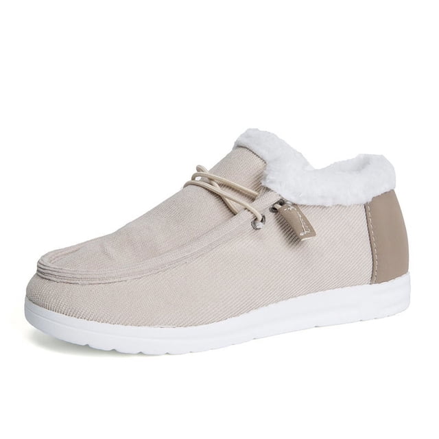 Botas de nieve de suela gruesa de invierno para mujer, zapatos de algodón acolchados de terciopelo cálidos de talla grande para mujer