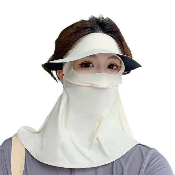 White Sun Protection Mask Full Face Ice Silk Anti-UV Cycling Breathable Sunshade