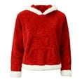 thumbnail image 4 of Breezora Ladies Plush Lined Hoodie Pullover Warm Sportswear Top for Lounging or Weekend Errands L Size Red, 4 of 4