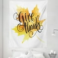 thumbnail image 1 of Saying Tapestry, Watercolor Autumn Maple Leaf with Hand Lettering Give Thanks Message, Fabric Wall Hanging Decor for Bedroom Living Room Dorm, 5 Sizes, Orange Yellow and Black, by Ambesonne, 1 of 1