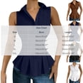 thumbnail image 3 of Women's Trendy Waistcoat Collared Sleeveless Button Down Peplum Shirt Ruched Waist Slim Fit Pleated Hem Vest Blouse Business Casual Outfit Navy, 3 of 8
