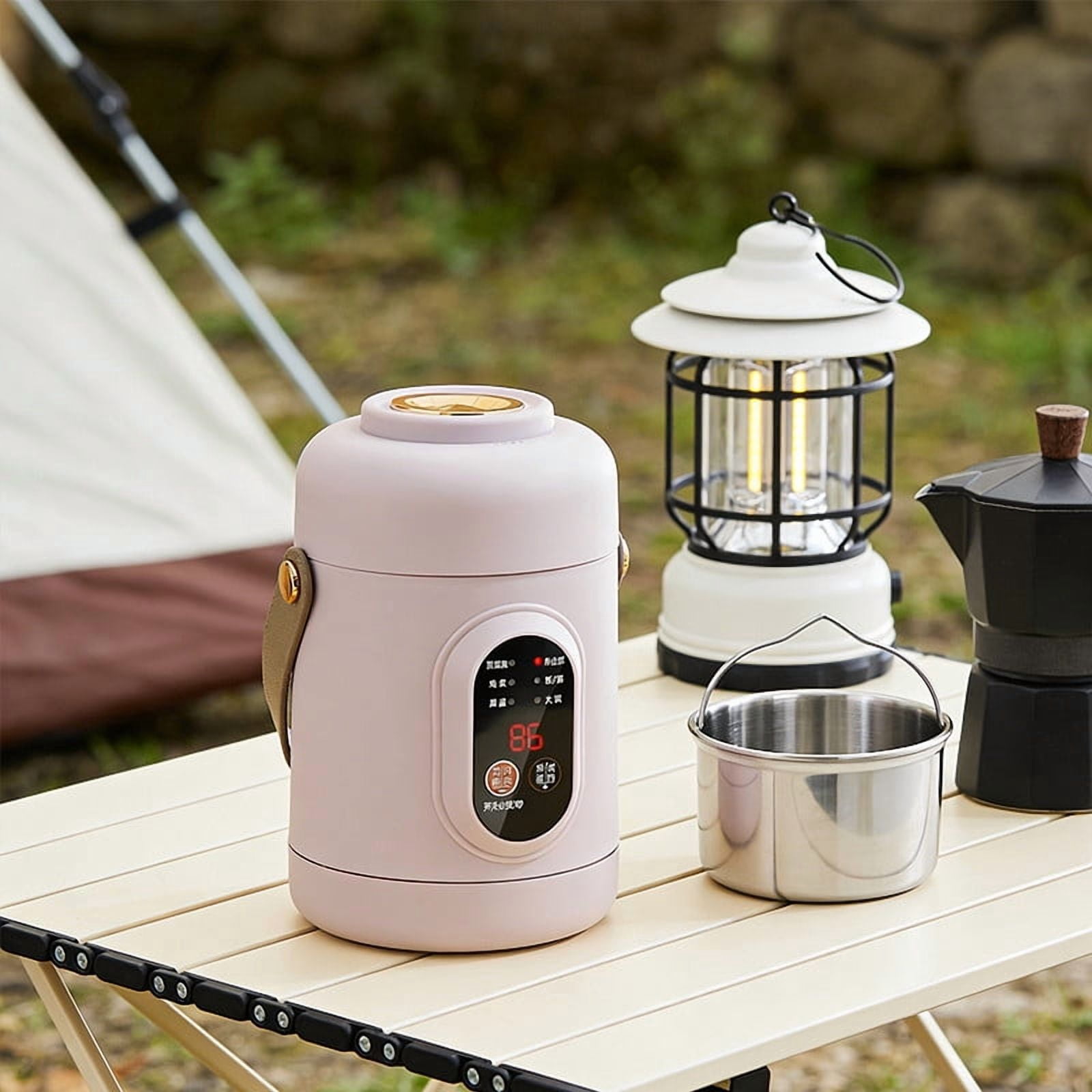 Tuscom 500W Mini Electric Rice Cooker with 12-Hour Timer, Stainless Steel Ramen Pot for Dorm Office Travel, Multifunctional Small Cooking Pot