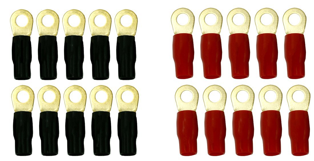 DNF 20 Pack Copper 24K Gold Plated 4 Gauge Wire Cable Ring Terminals ...