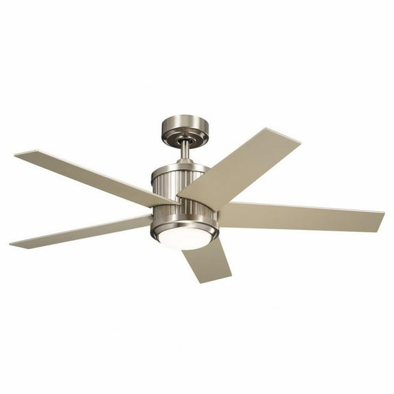 5 Blade Ceiling Fan with Light Kit in Art Deco Style-15.5 inches Tall and 48 inches Wide-Brushed Stainless Steel Finish Bailey Street Home