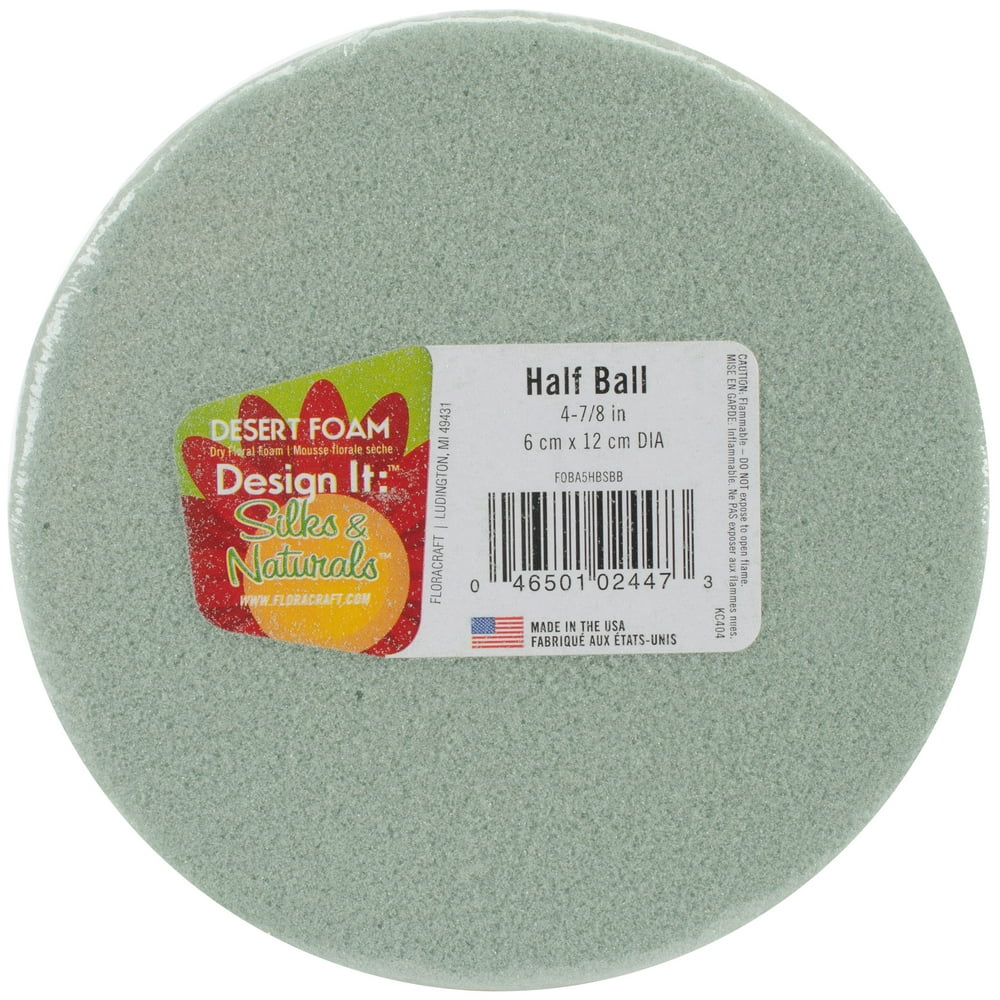 FloraCraft Floral Dry Foam Half Ball 2.3 inch x 4.8 inch Green