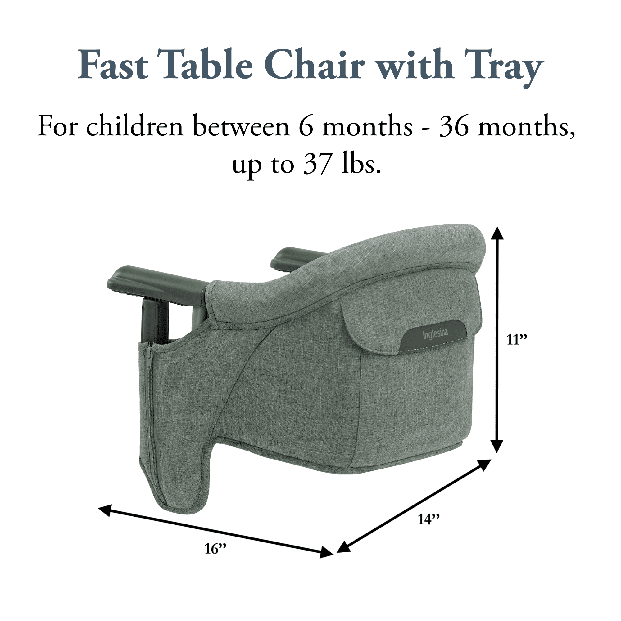 Inglesina Fast Table Chair with Dining Tray, Pine Green Melange, Portable Baby High Chair