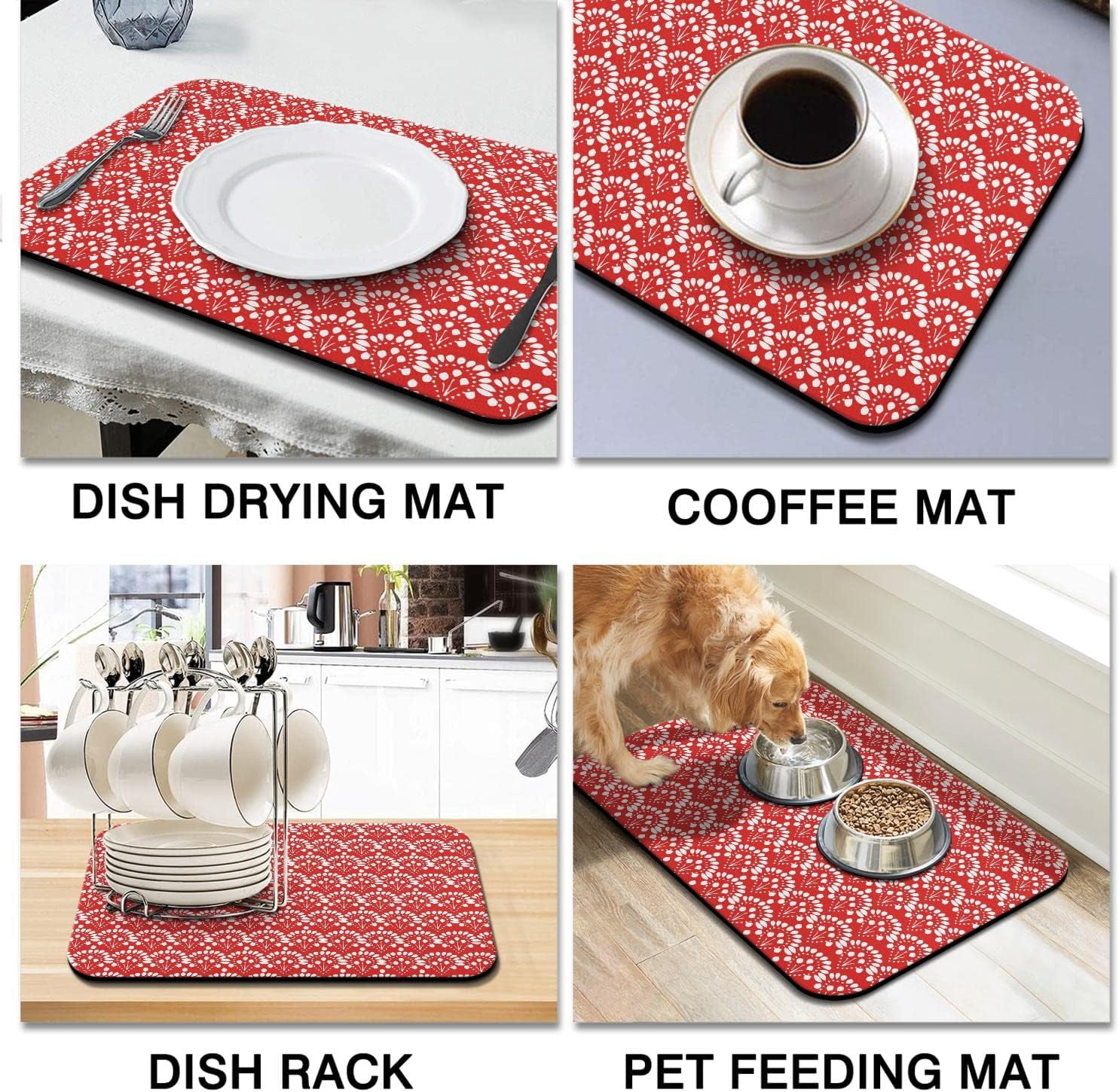 Coffee Bar Mat Accessories for Countertop Super Absorbent Anti-Slip Silicone Dish Drying Mats for Kitchen Counter Draining Pad Decor Gift Fit Coffee Maker Coffee Pot Espresso Machine 24inx18in