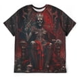 thumbnail image 3 of LAOLIUSN Men's 3D Printed Graphic T-Shirt, Gothic Skeleton King Skull Throne Short Sleeve Tee, Red/Black, S, 3 of 7