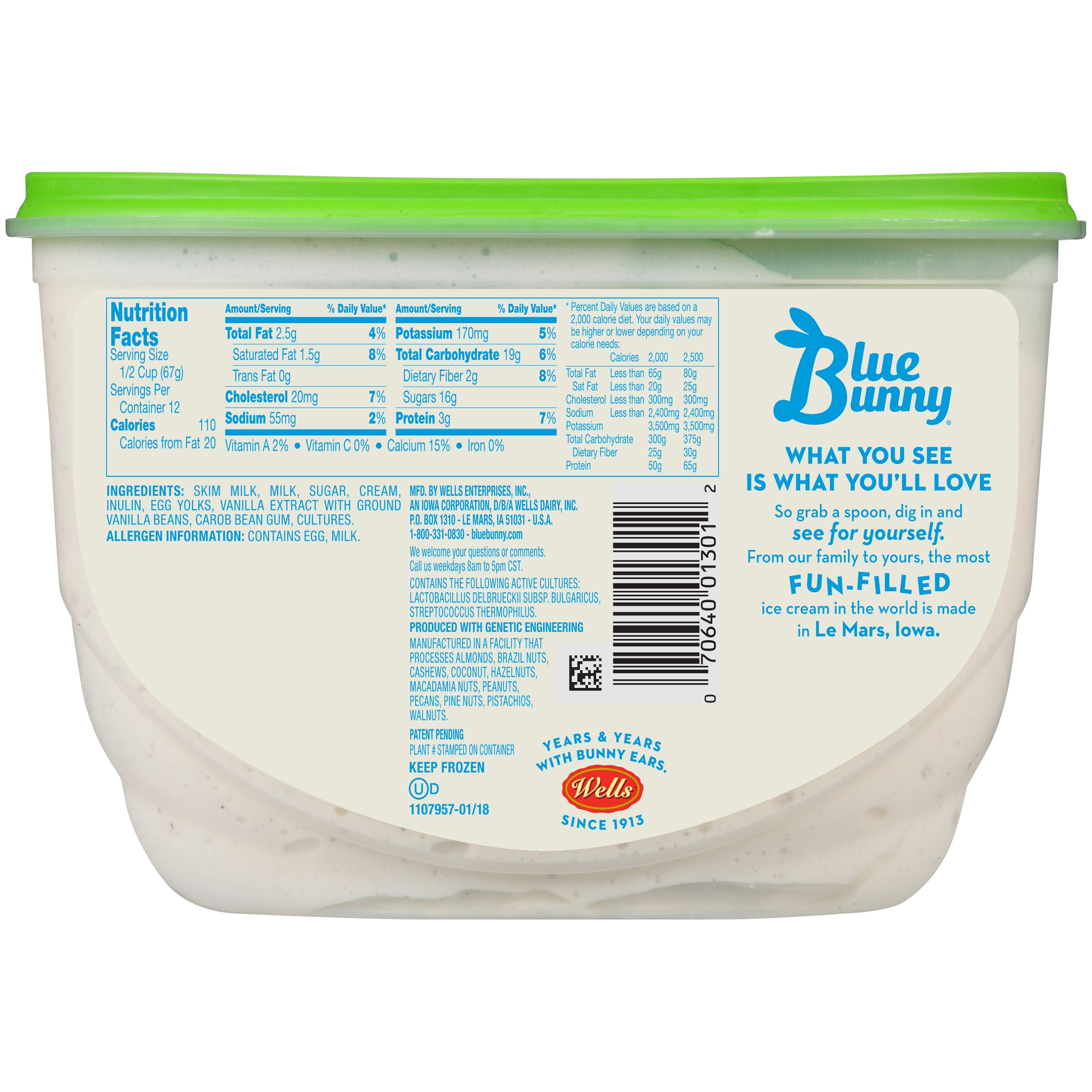 Blue Bunny Vanilla Frozen Yogurt Nutrition Facts Nutrition Pics