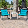 thumbnail image 1 of Gymax 3PCS Rattan Rocking Chair Table Set Patio Furniture Set w/ Blue Cushions, 1 of 10