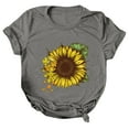 thumbnail image 4 of Tuphregyow Womens Tops Clearance Sunflower Graphic Tee Short Sleeve O-Neck Tunic Tops Y2K Clothing Plus Size T Shirts for Women Basic Pullover Casual Blouse Summer Gray XL, 4 of 6
