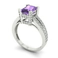 thumbnail image 2 of 2.35 ct Emerald Cut Simulated Alexandrite Solitaire with Accents Engagement Ring for Women in 18K White Gold, 2 of 5