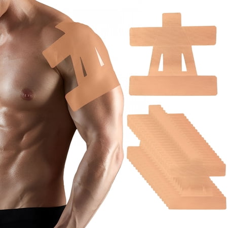 QARUN Precut Kinesiology Tape for Shoulder 20 Pcs Shoulder Tape for Pain Relief for Shoulder Support And Muscle Baseball Sports(Beige)