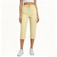 thumbnail image 2 of Bloomae Women's Cargo Capris Lightweight Quick Dry Hiking Travel Capris Summer Casual Drawstring Elastic High Waist Cropped Pants with Multi-Pockets, 2 of 9
