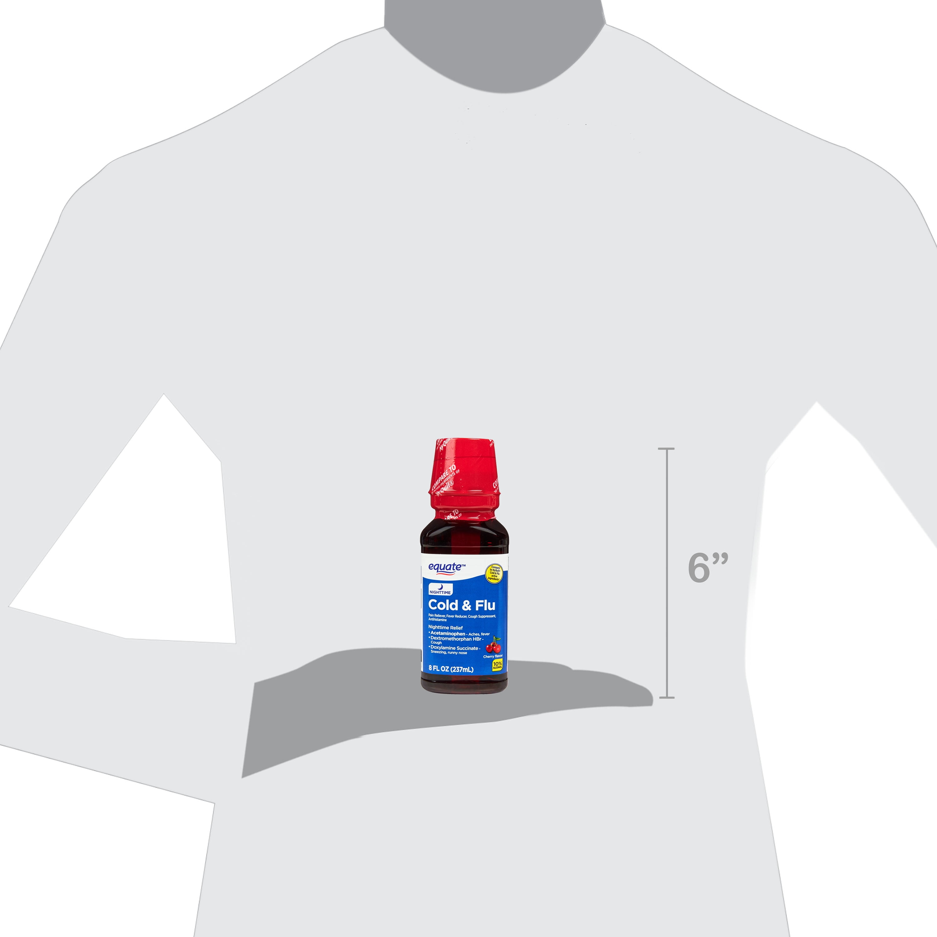 Equate Nighttime Cold and Flu Relief Liquid, Cherry Flavor, 8 fl oz