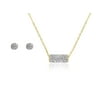 Brilliance Fine Jewelry 14K Gold Plated Sterling Silver Crystal Barrel and Studs Adults Pendant Necklace Set