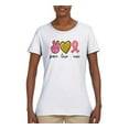 thumbnail image 3 of Peace Love Breast Cancer Awareness Breast Cancer Awareness Womens Graphic T-Shirt, White, Medium, 3 of 5