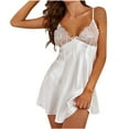 thumbnail image 2 of Abomasnow Women Silk Satin Nightgown Casual Sleeveless V Neck Sleepwear Fashion See Through Lace Nightderss, 2 of 4