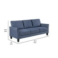 thumbnail image 4 of Xumo Sofa- Blue Fabric- 79 Inch- Black Tapered Wood Legs, 4 of 6