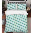 thumbnail image 3 of 3D Abstract Green Geometric Pattern Quilt Cover Set Bedding Set Duvet Cover, 3 of 3