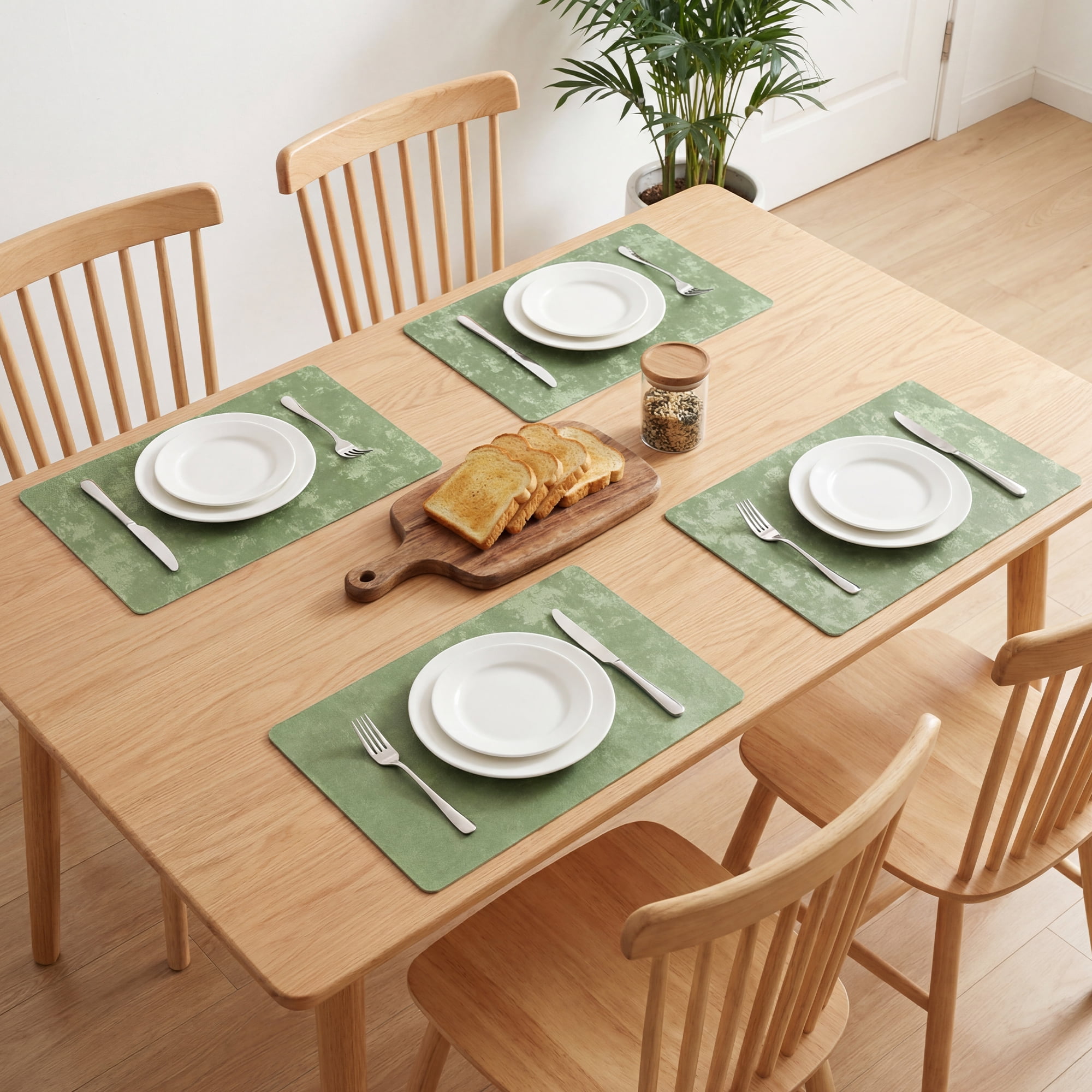 Unique Bargains Waterproof Placemats 4pcs Malachite Green 17.7"x11.8"
