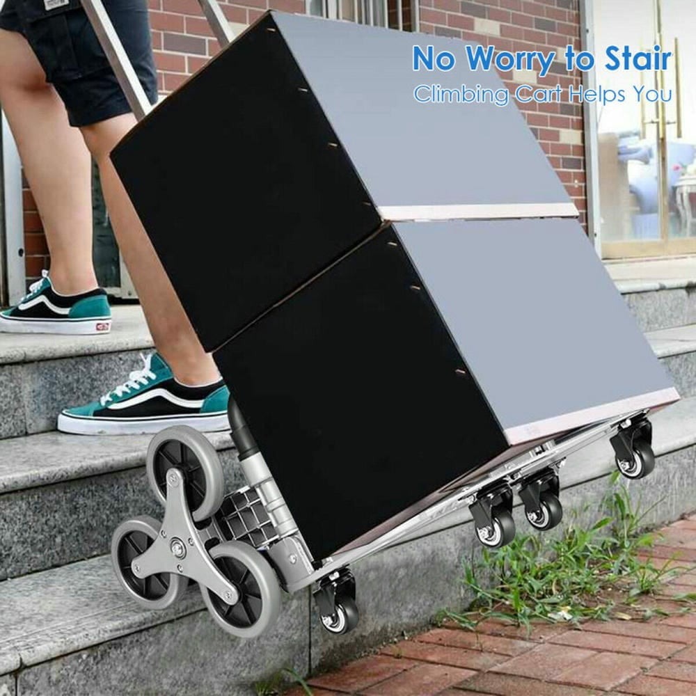 Topcobe Portable Folding Stair Climbing Hand Truck, Portable Kitchen Carts on Wheels with Storage, Black