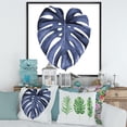 thumbnail image 2 of Designart 'Blue Watercolour Tropical Leaves III' Traditional Framed Canvas Wall Art Print, 2 of 5