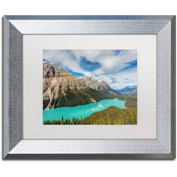 Trademark Fine Art 'Peyto Lake' Canvas Art by Pierre Leclerc, White Matte, Silver Frame