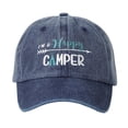 thumbnail image 3 of Womens Beach Hat Men I Am A Happy Camper Embroidery Washed Cotton Camping Baseball Cap Navy One Size, 3 of 4